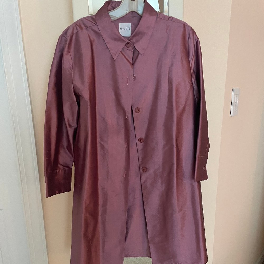 kate hill long silk jacket to wear with dress or pants